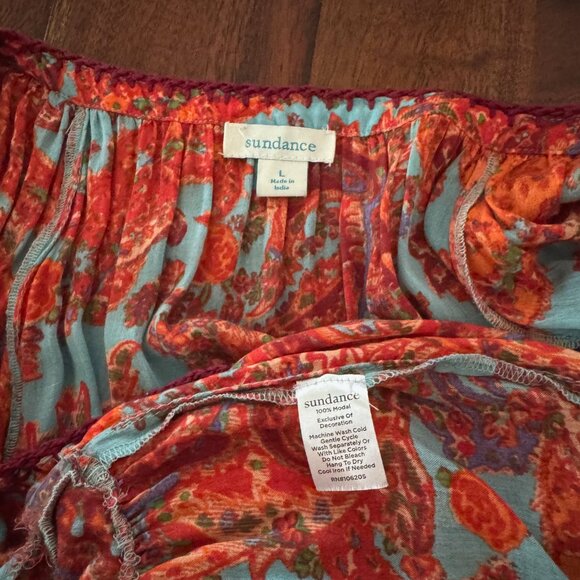 Sundance Boho Floral Tunic Dress – Red Blue Paisley – Womens Size L - Picture 3 of 3